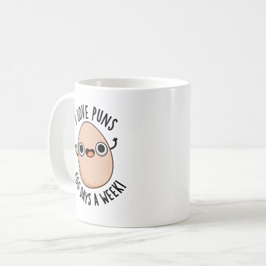私はプンス卵日週の食べ物パおもしろいンが大好き コーヒーマグカップ (正面左)