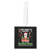 私はプードル犬を抱きしめてクリスマスを見たい キューブオーナメント (正面)