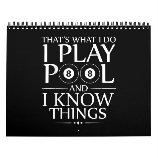 私はプ遊ールと私はビリヤードプレーおもしろいヤーを知る カレンダー (カバー)