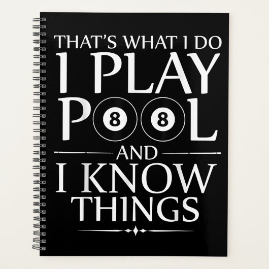 私はプ遊ールと私はビリヤードプレーおもしろいヤーを知る プランナー手帳 (正面)