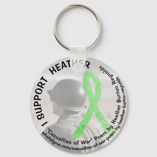 私はヘザー、ライム病軍隊キーチェーンをサポート キーホルダー (正面)