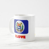 私はベネズエラの地図とシールドが大好き コーヒーマグカップ (正面左)