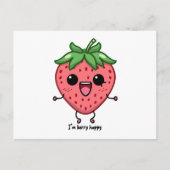私はベリーハッピーキュートかわいいストロベリージャンプ ポストカード (正面)