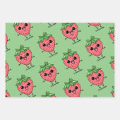 私はベリーハッピーキュートかわいいストロベリージャンプ ラッピングペーパーシート (正面3)