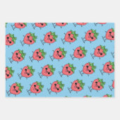 私はベリーハッピーキュートかわいいストロベリージャンプ ラッピングペーパーシート (正面)