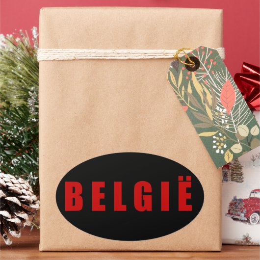私はベルギーが大好きだ 楕円形シール (クリスマス)
