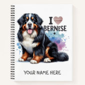 私はベルネーゼの山犬の名前が大好パーソナライズされたき ノートブック (正面)