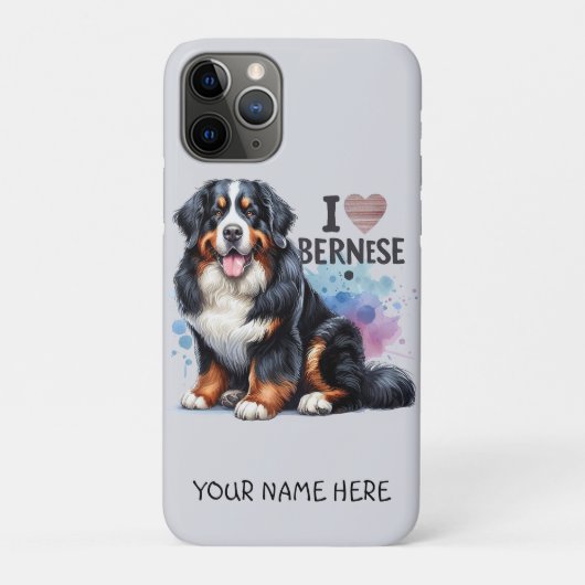 私はベルネーゼの山犬の名前が大好パーソナライズされたき Case-Mate iPhoneケース (裏)