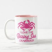 私はベーリング海CRABBERSを愛します! ツートーンマグカップ (左)