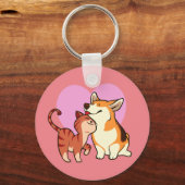 私はペットが大好き |犬と猫の恋人 キーホルダー (正面)