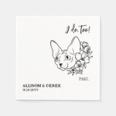 私はペットのスフィンクス猫のミニマリズム結婚をやる スタンダードカクテルナプキン (正面)