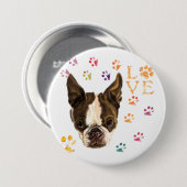 私はペットを愛して – かわいい子犬 – トレースカラフルスケッチ 缶バッジ (正面&裏面)