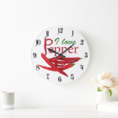 私はペッパーが好きです ラージ壁時計 (ホーム)