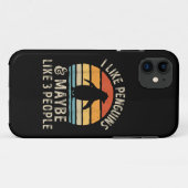 私はペンギンが好きで、多分3人のペンギンおもしろいRが好き Case-Mate iPhoneケース (裏面(横))
