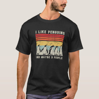 私はペンギンと多分3人の人が好きレトロかわいいペン Tシャツ