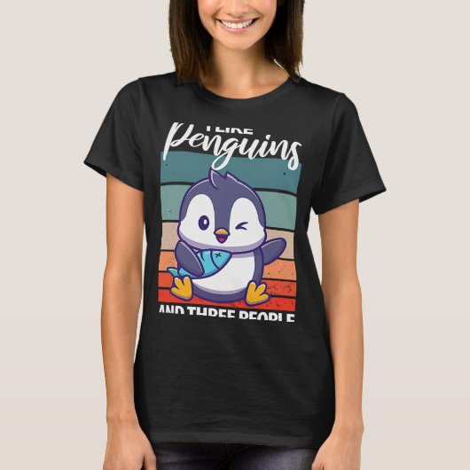私はペンギンと3人のアパレル幼児pが好き tシャツ (正面)