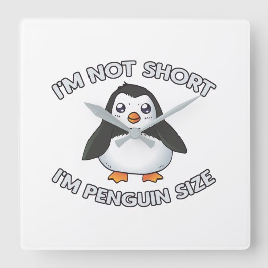私はペンギンのサイズが短くない スクエア壁時計 (正面)
