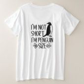 私はペンギンのサイズ、短い女の子の感謝の日 プラスサイズTシャツ (デザイン裏面)