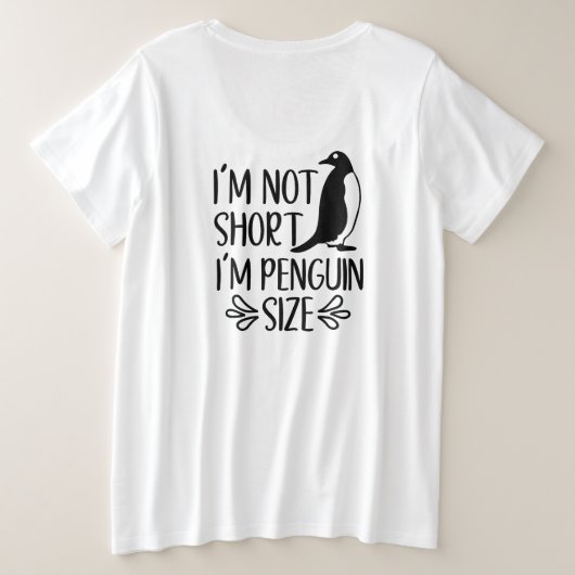 私はペンギンのサイズ、短い女の子の感謝の日 プラスサイズTシャツ (デザイン裏面)