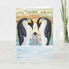 私はペンギンの家族を愛するベビーペンギン カード