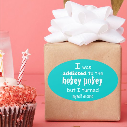 私はホキーポキータイポグラフィ引用文に中毒 楕円形シール (パーティー)