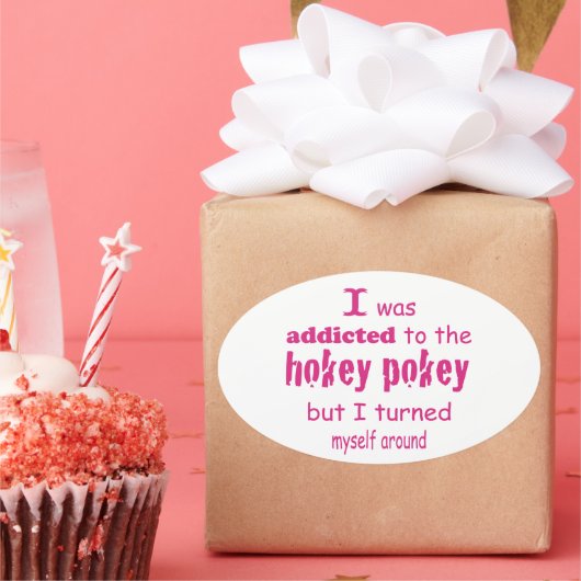 私はホキーポキータイポグラフィ引用文に中毒 楕円形シール (パーティー)