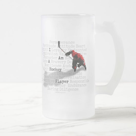 私はホッケープレイヤーの霜降りビアマグだ フロストグラスビールジョッキ (右)