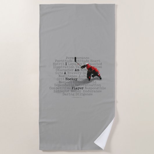 私はホッケー選手です ビーチタオル (正面)
