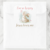 私はホッピーなイエスは私を愛してかわいいクリスチャンのバニー スクエアシール (バッグ)