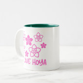 私はホヤホットピンクフローラ植物コレクターが大好き ツートーンマグカップ (正面左)