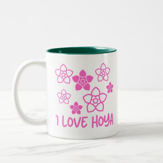 私はホヤホットピンクフローラ植物コレクターが大好き ツートーンマグカップ (左)