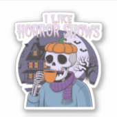 私はホラーショーのグラフィック不気味デザインが好き シール (正面)