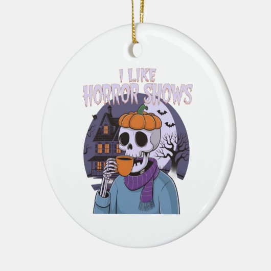 私はホラーショーのグラフィック不気味デザインが好き セラミックオーナメント (左)