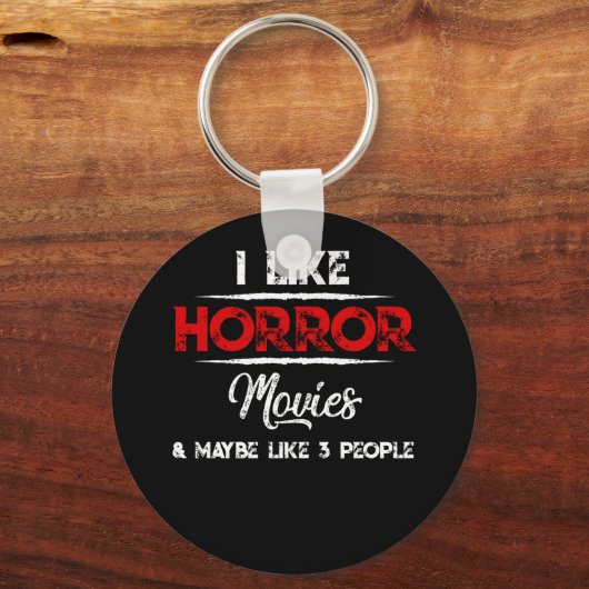 私はホラー映画が好きで、3人が好きかもしれない キーホルダー (正面)