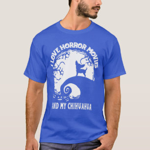 私はホラー映画と私のチワワのハロウィーンが好き Tシャツ