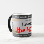 私はホースの上に立つ – 間抜けトランス。ドイツ語! モーフィングマグカップ (正面左)