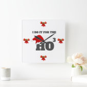 私はホーホーのクリスマスキャップおもしろい文字 スクエア壁時計 (ホーム)