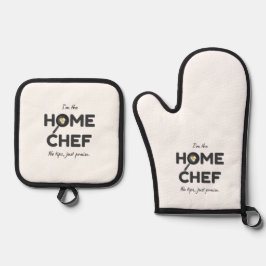 私はホームシェフだ。ヒントなし、称賛 – おもしろい 鍋つかみ&鍋敷きセット