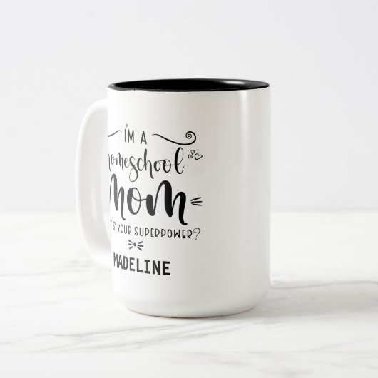 私はホームスクールの母だスーパーパワーの名前は何だ ツートーンマグカップ (正面左)