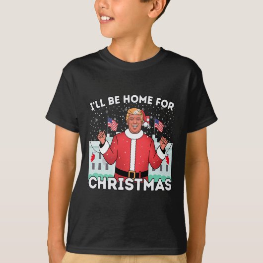 私はホームトランプサポーターおもしろいクリスマスクリスマス Tシャツ (正面)