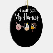 私はホーム食べズのビーガンTシャツではない セラミックオーナメント (右)