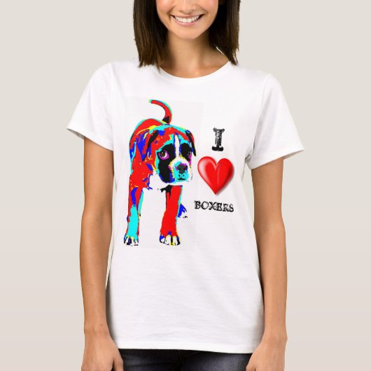 私はボクサー-犬--を愛します Tシャツ (正面)