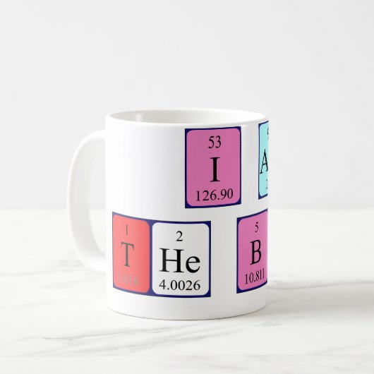私はボスの周期表のマグです コーヒーマグカップ (正面左)