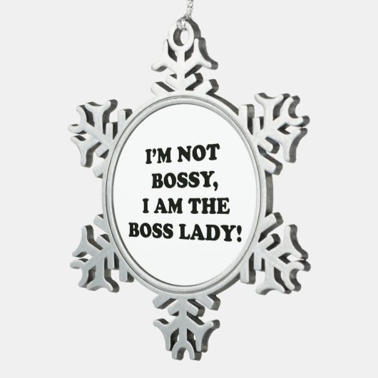 私はボスの女性です スノーフレークピューターオーナメント (右)