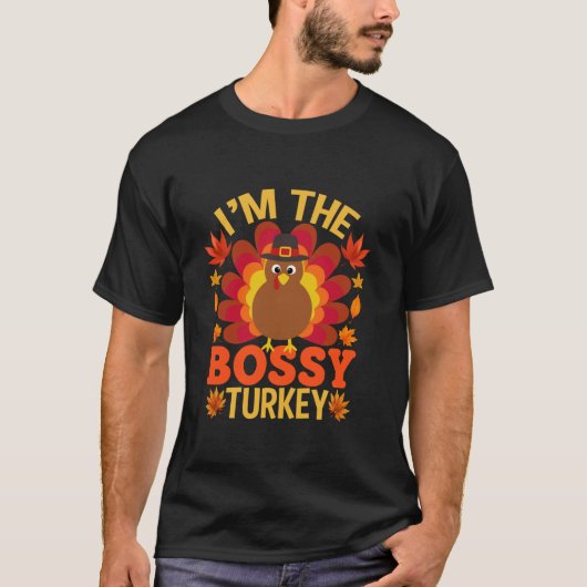 私はボッシーおもしろいトルコ秋秋サンクスギビン Tシャツ (正面)