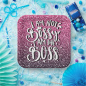 私はボッシーではない私はボスグリッタータイポグラフィ ペーパープレート (パーティー)