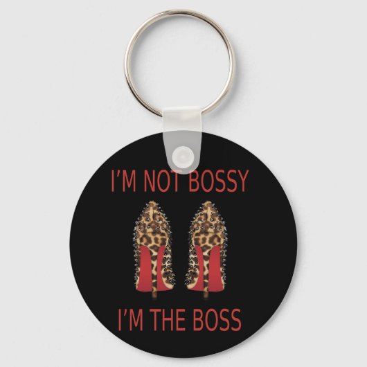 私はボッシーではない、私はボスの赤いボトムスのスティレットだ キーホルダー (正面)
