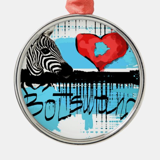私はボツワナを愛します メタルオーナメント (正面)