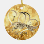 私はボルゾイのクリスマスオーナメントが大好き セラミックオーナメント (正面)