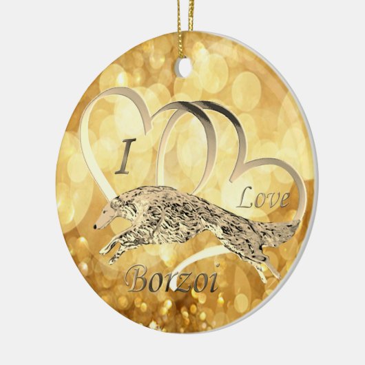 私はボルゾイのクリスマスオーナメントが大好き セラミックオーナメント (左)